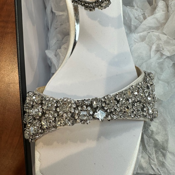 Badgley Mischka Silver Embellished Heels - Picture 2 of 6